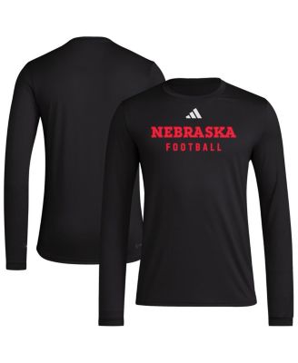 adidas - Men's Black Nebraska Huskers Locker Practice Football Pre-Game Long Sleeve T-Shirt