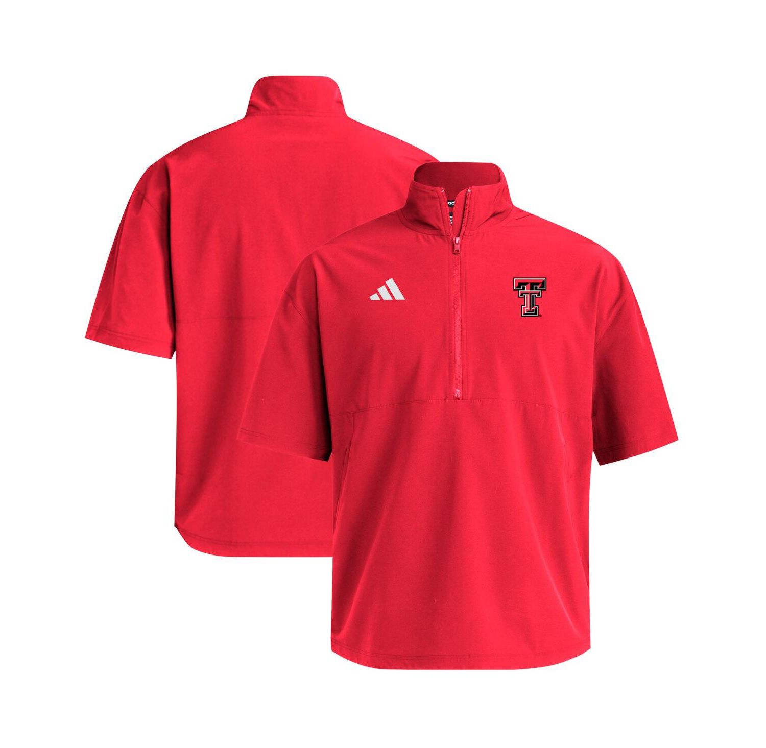Men's Red Texas Tech Red Raiders Woven Quarter-Zip Short Sleeve Pullover Hoodie