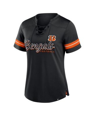 Women's Black Cincinnati Bengals Play Script Lace-Up T-Shirt