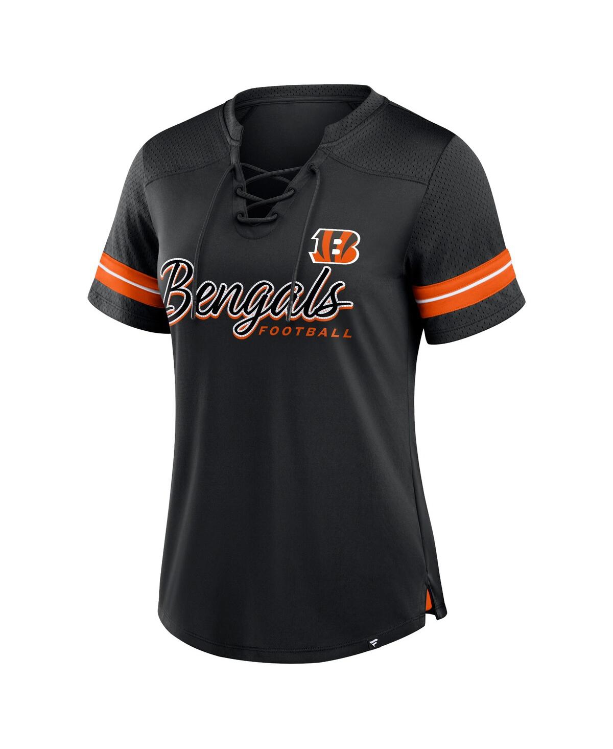Fanatics Women's Black Cincinnati Bengals Play Script Lace-up T-shirt In Black