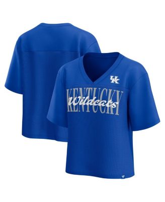 Fanatics - Women's Royal Kentucky Wildcats Tall Script Overlay Mesh V-Neck Fashion Top
