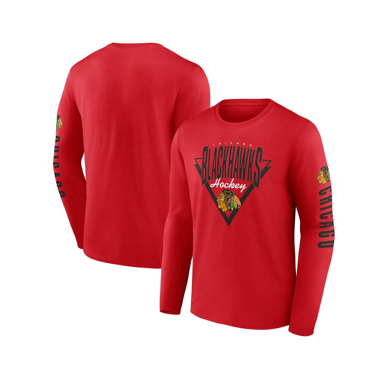 Men's Red Chicago Blackhawks Headline Long Sleeve T-Shirt
