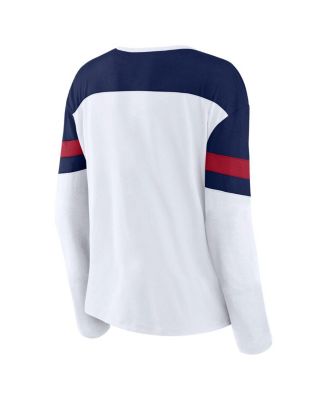 Women's White/Navy Montreal Canadiens Frozen Long Sleeve Notch Neck T-Shirt