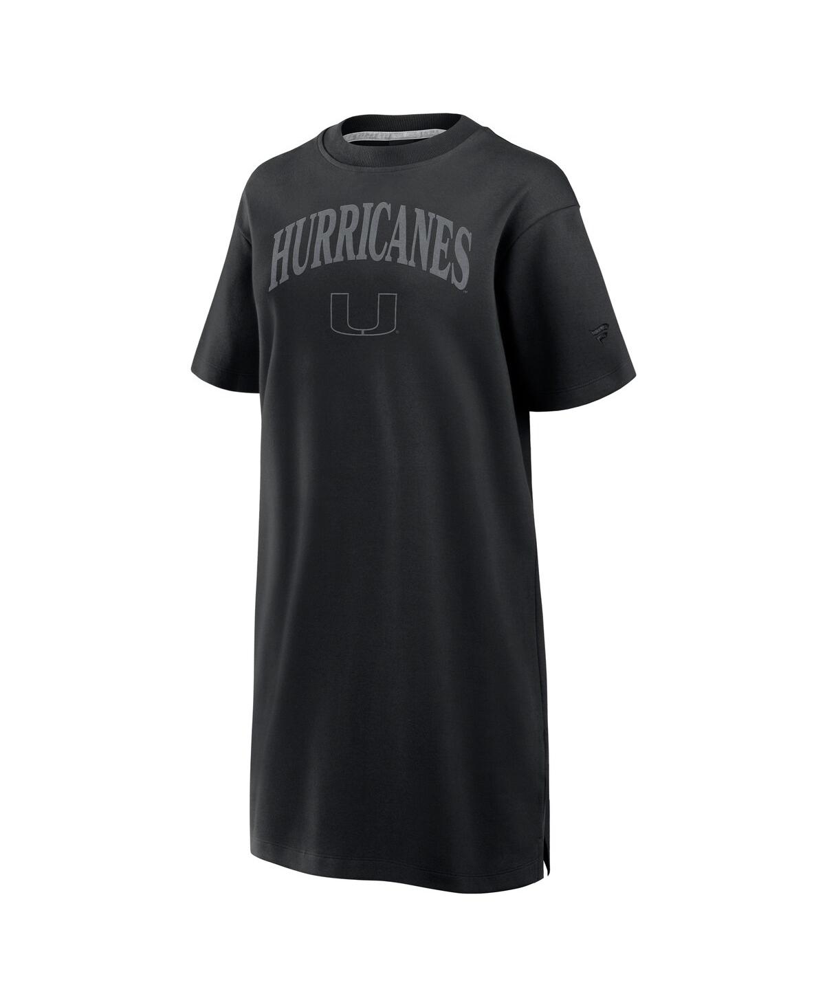 Fanatics Women's Black Miami Hurricanes Elements Go Tri-blend T-shirt Dress In Black