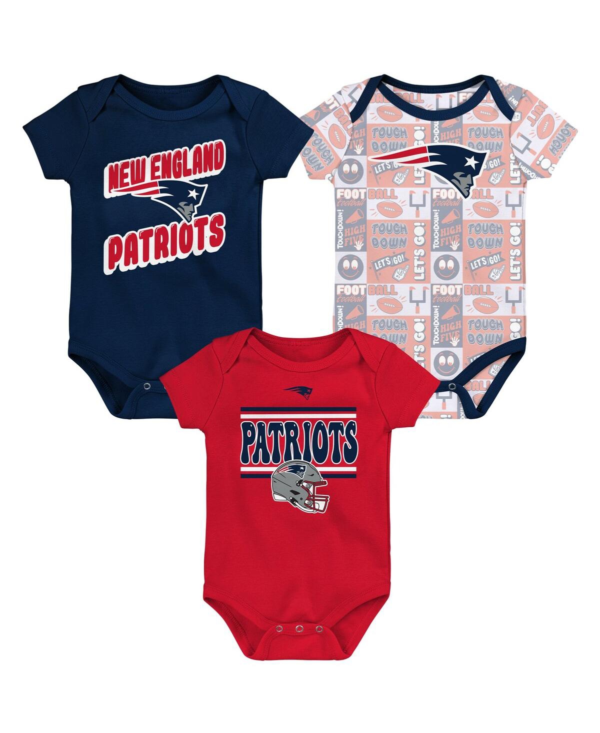 Outerstuff Baby Boys And Girls 3-pack New England Patriots Play Day Bodysuit Set In Multi