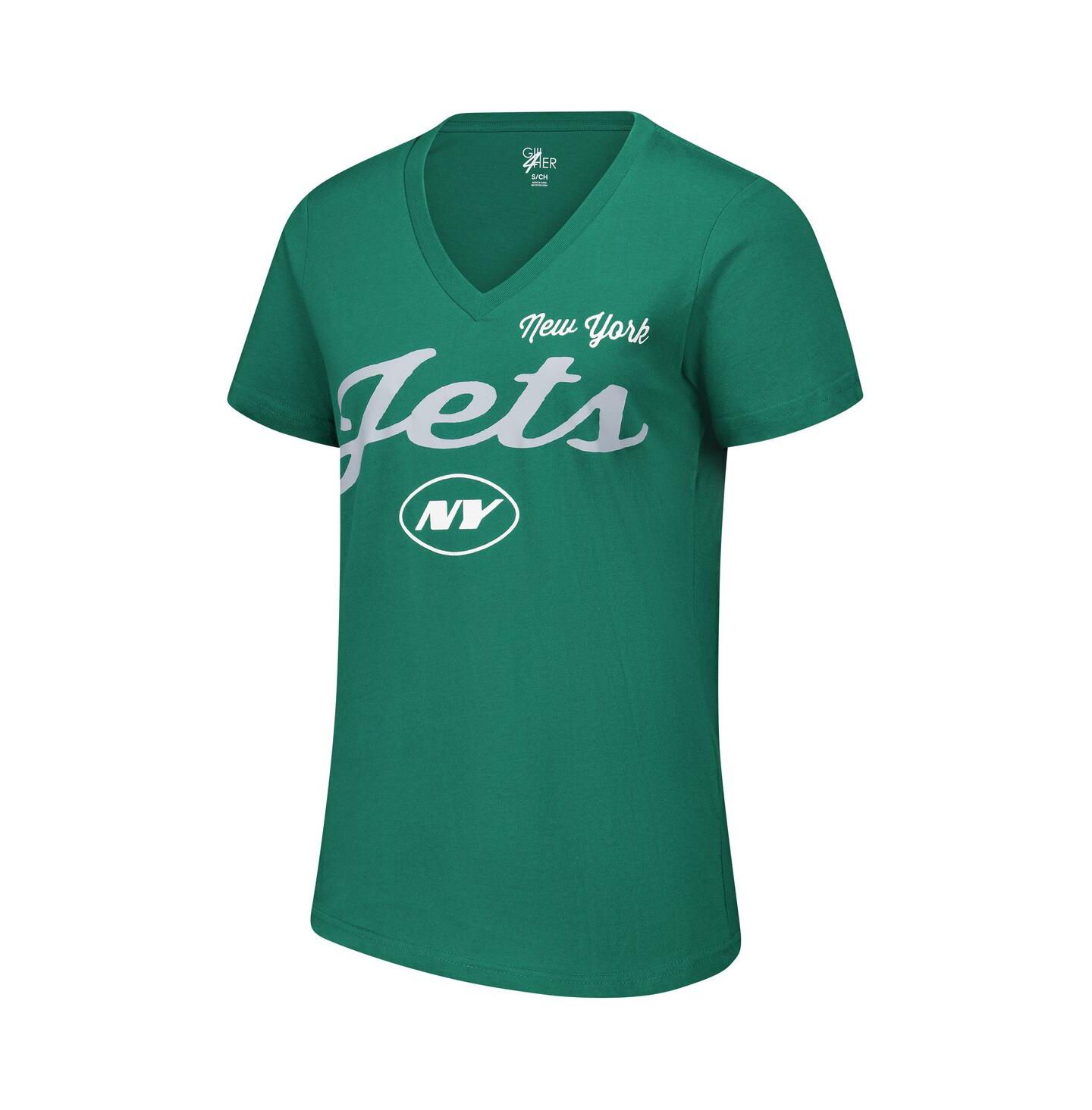 Женская футболка G-III 4Her by Carl Banks Green New York Jets Post Season V-Neck — фото 2
