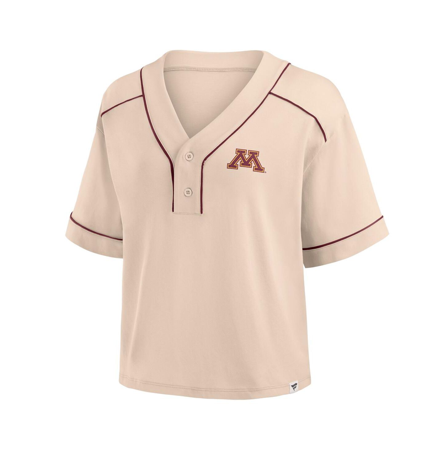 Женская футболка Fanatics Tan Minnesota Golden Gophers Oversized Dominant Force Cropped V-Neck — фото 3