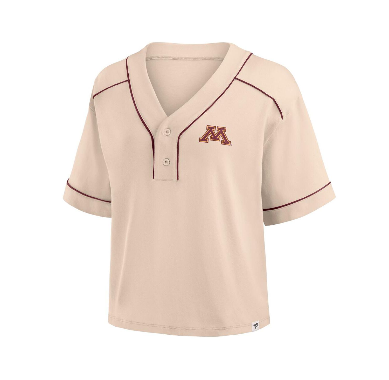 Women's Tan Minnesota Golden Gophers Oversized Dominant Force Cropped V-Neck T-Shirt