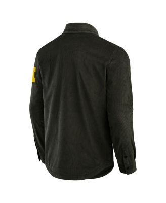 Men's Olive Michigan Wolverines Corduroy Full-Button Shacket