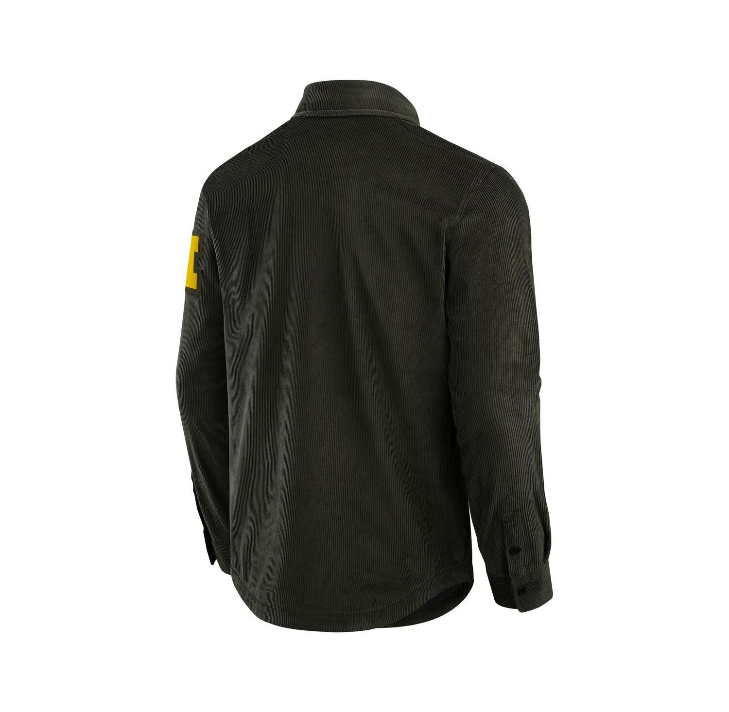 Men's Olive Michigan Wolverines Corduroy Full-Button Shacket