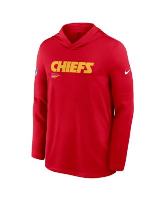 Men's Red Kansas City Chiefs Big Tall Sideline Performance Long Sleeve Hoodie T-Shirt