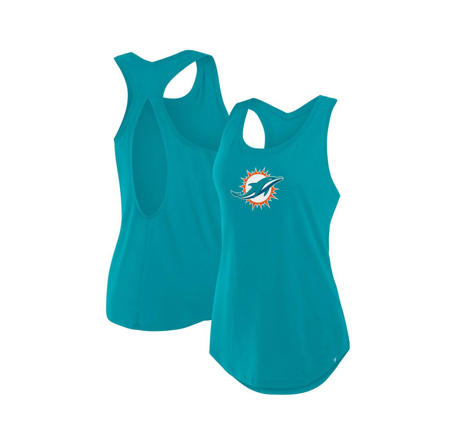 Women's Aqua Miami Dolphins Iron Fan Tank Top