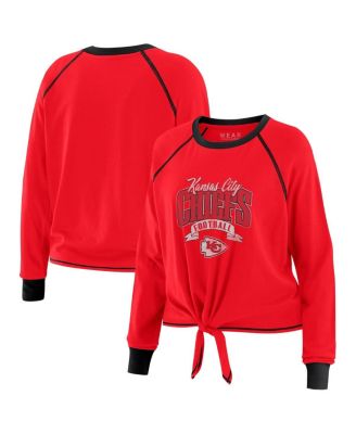 WEAR by Erin Andrews - Women's Red/Black Kansas City Chiefs Plus Size Tie-Front Long Sleeve Top