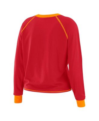 Women's Red/Orange Tampa Bay Buccaneers Plus Size Tie-Front Long Sleeve Top