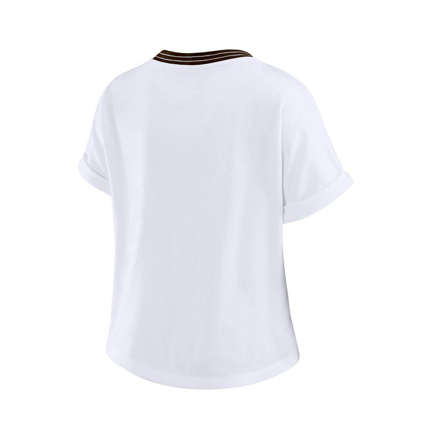 Женская футболка WEAR by Erin Andrews White Cleveland Browns Cropped Center Stripe Dolman — фото 2