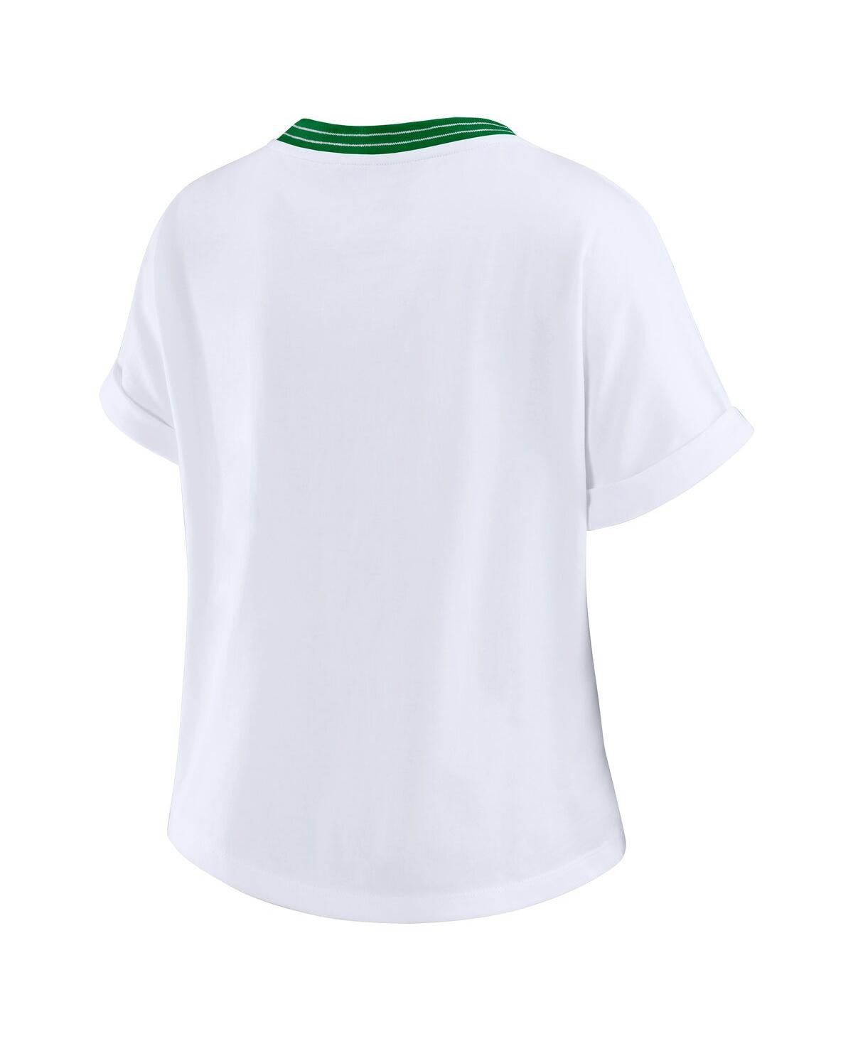 Wear By Erin Andrews Women's White Philadelphia Eagles Cropped Center Stripe Dolman T-shirt In White