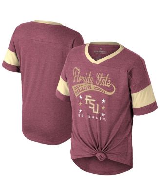 Colosseum - Big Girls Garnet Florida State Seminoles Frontier Tie Front T-Shirt