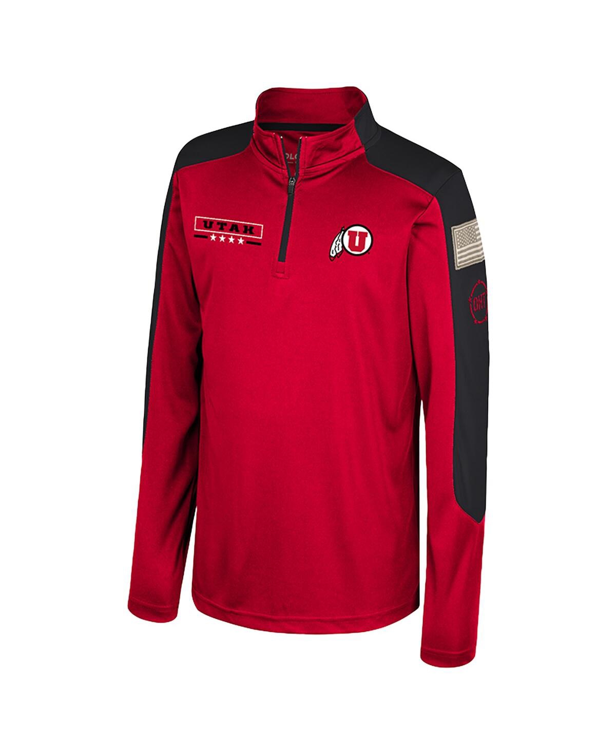 Colosseum Big Boys And Girls Red Utah Utes Oht Military Appreciation Cyclone Quarter-zip Windshirt Jacket In Red