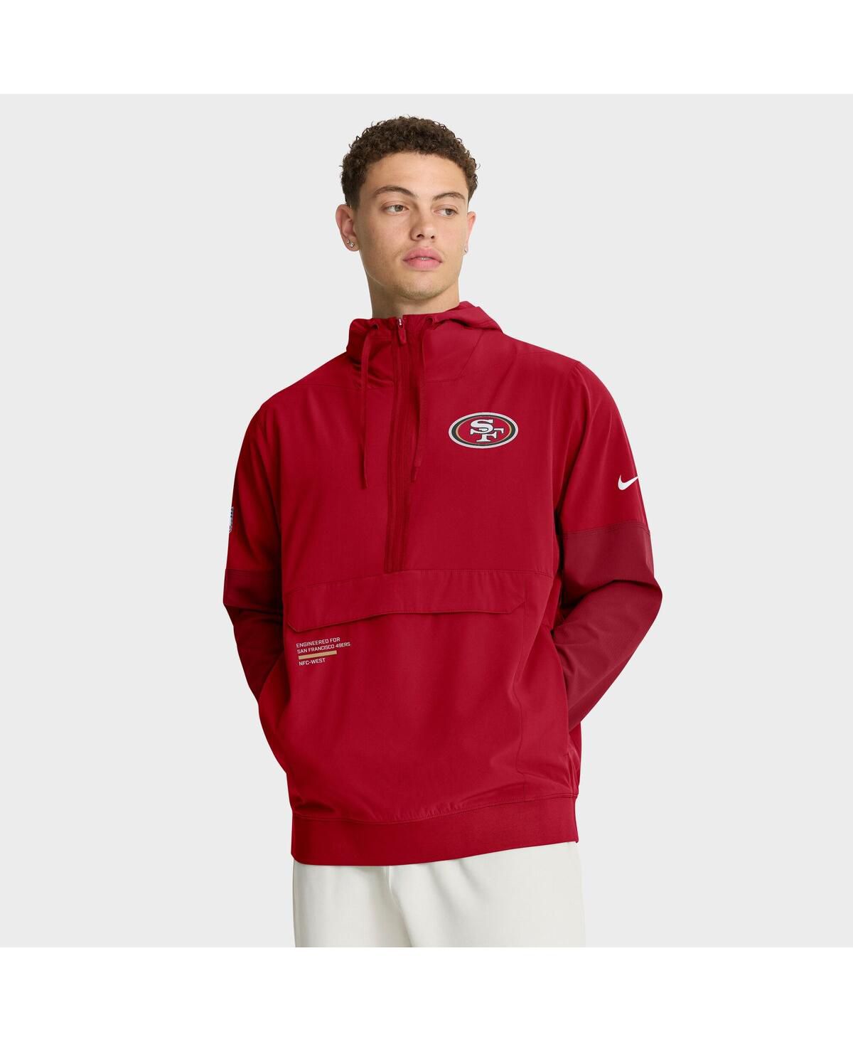 Мужская алая куртка-анорак San Francisco 49ers Sideline с капюшоном и застежкой на молнию