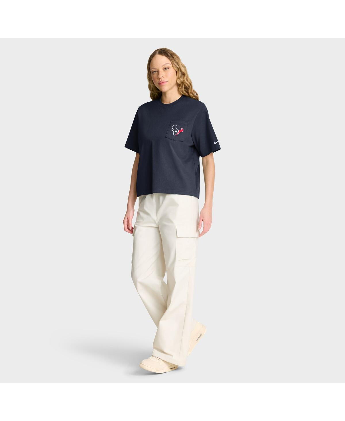 Nike Navy Houston Texans Rewind Pocket Boxy T-shirt In Blue