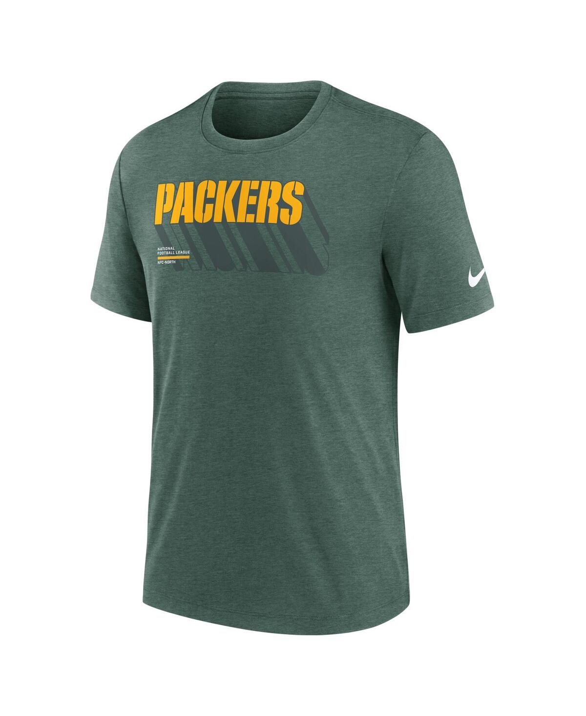 Nike Heather Green Green Bay Packers Long Pass Tri-blend T-shirt In Green