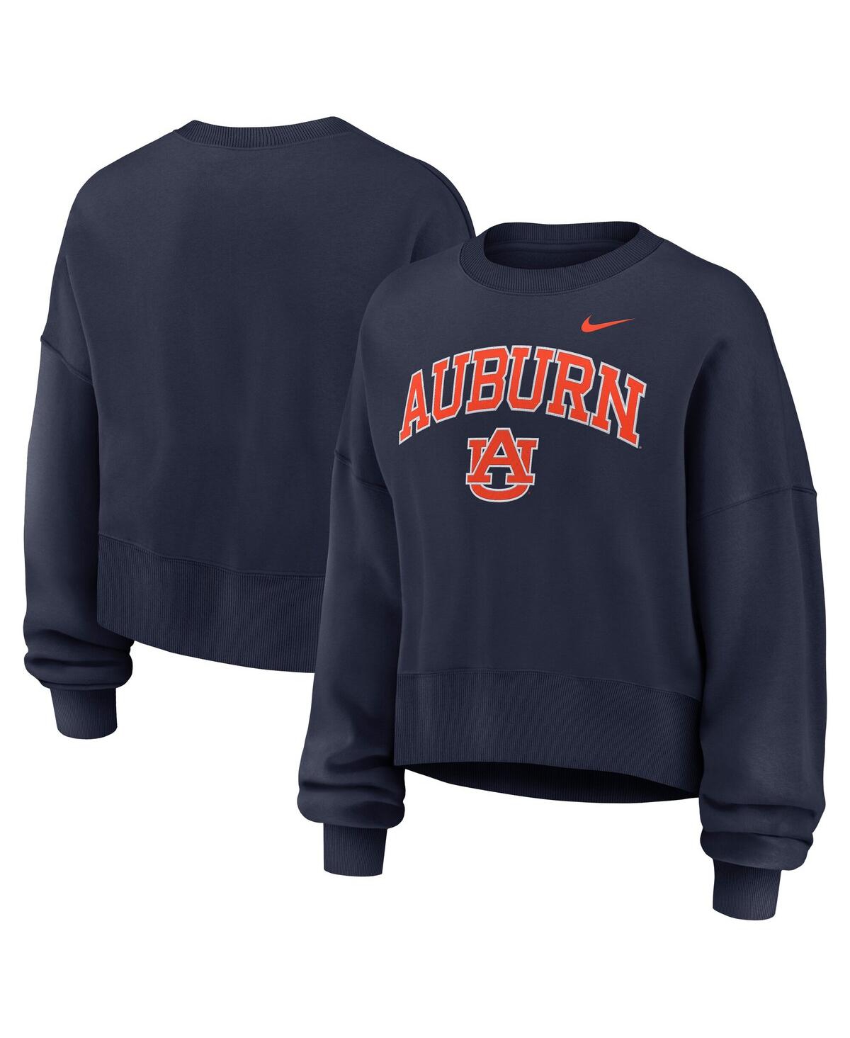 Nike Navy Auburn Tigers Oversized Phoenix Arch Pullover Sweatshirt In Blue