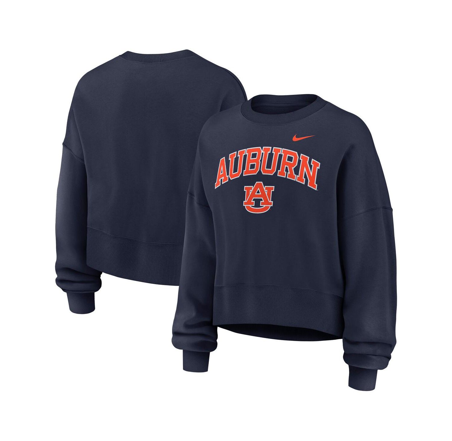 Women's Navy Auburn Tigers Oversized Phoenix Arch Pullover Sweatshirt