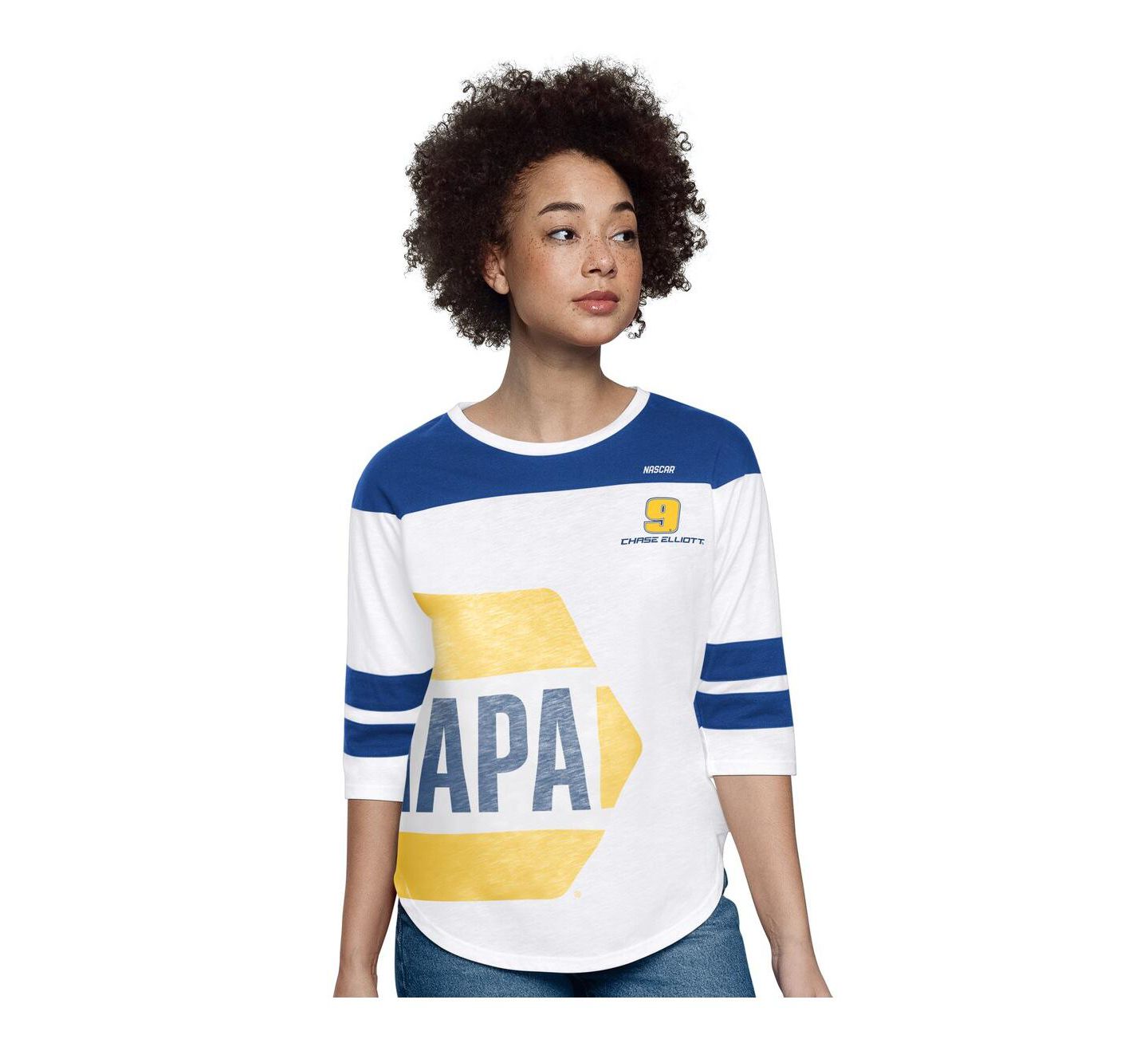 Женская футболка Starter White Chase Elliott Grand Slam 3/4-Sleeve — фото 1