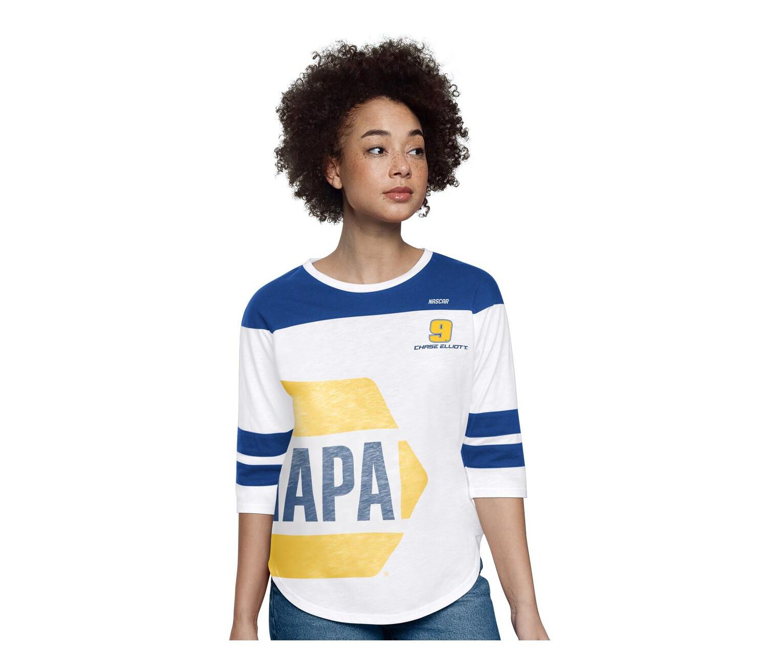 Women's White Chase Elliott Grand Slam 3/4-Sleeve T-Shirt