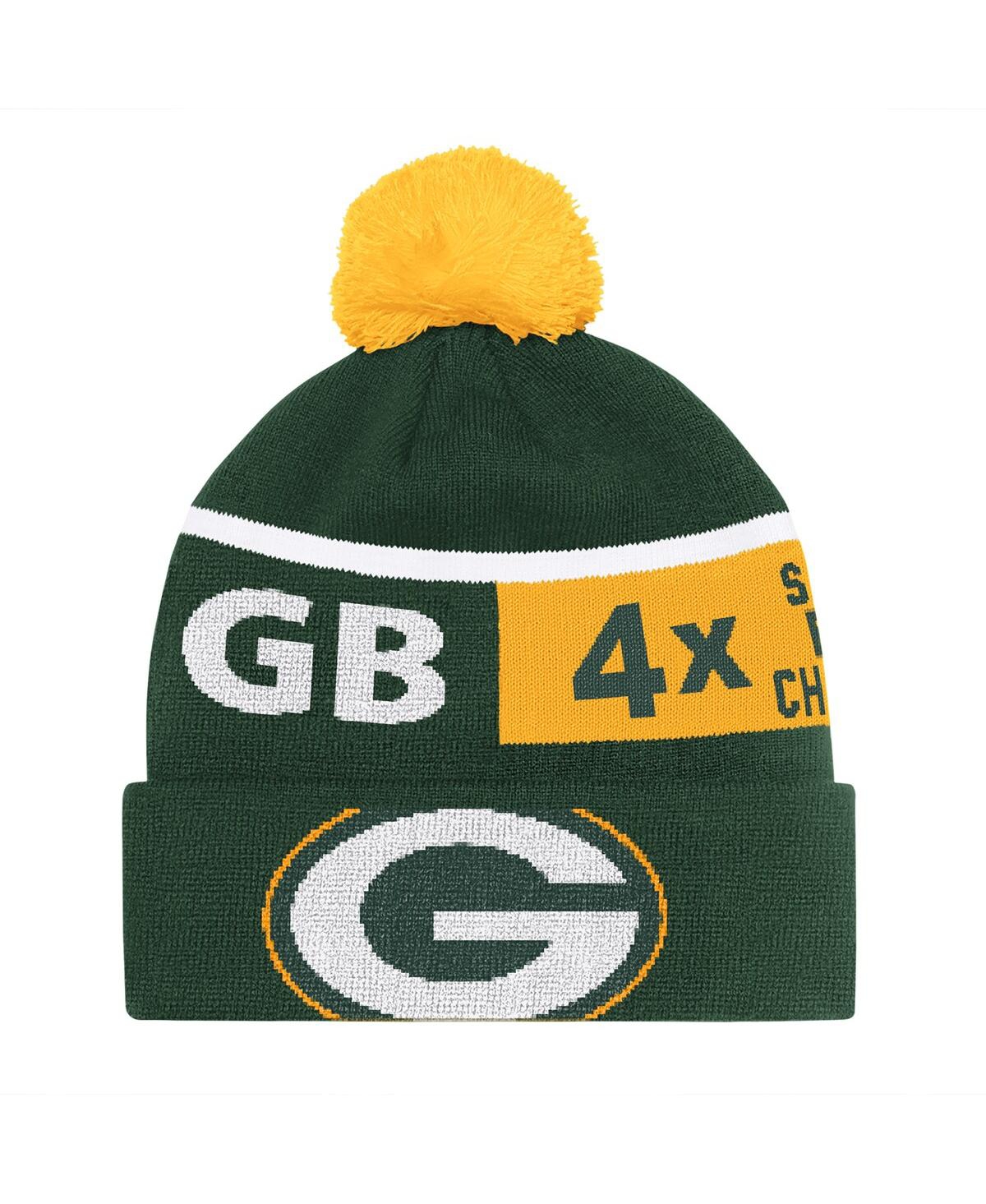 Starter Fanatics Men's Green/gold Canucks Hockey Fights Cancer Cuffed Knit With Pom Hat In Green