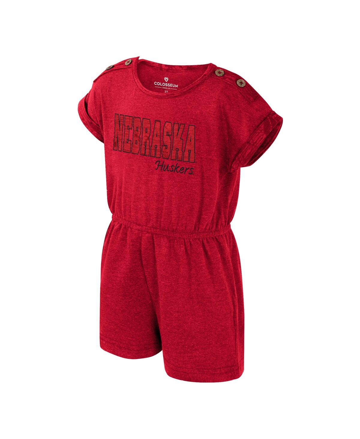 Colosseum Girls Toddler Scarlet Ohio State Buckeyes Cinder Romper In Red