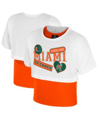 Colosseum - Big Boys and GirlsWhite Miami Hurricanes Gale Cropped 2Fer Top