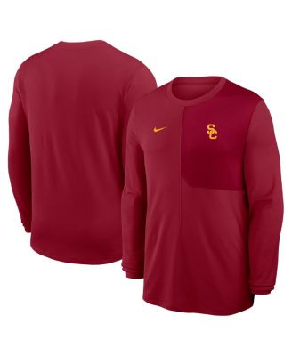 Nike - Men's Cardinal USC Trojans 2025 Sideline Coach UV Performance Long Sleeve T-Shirt