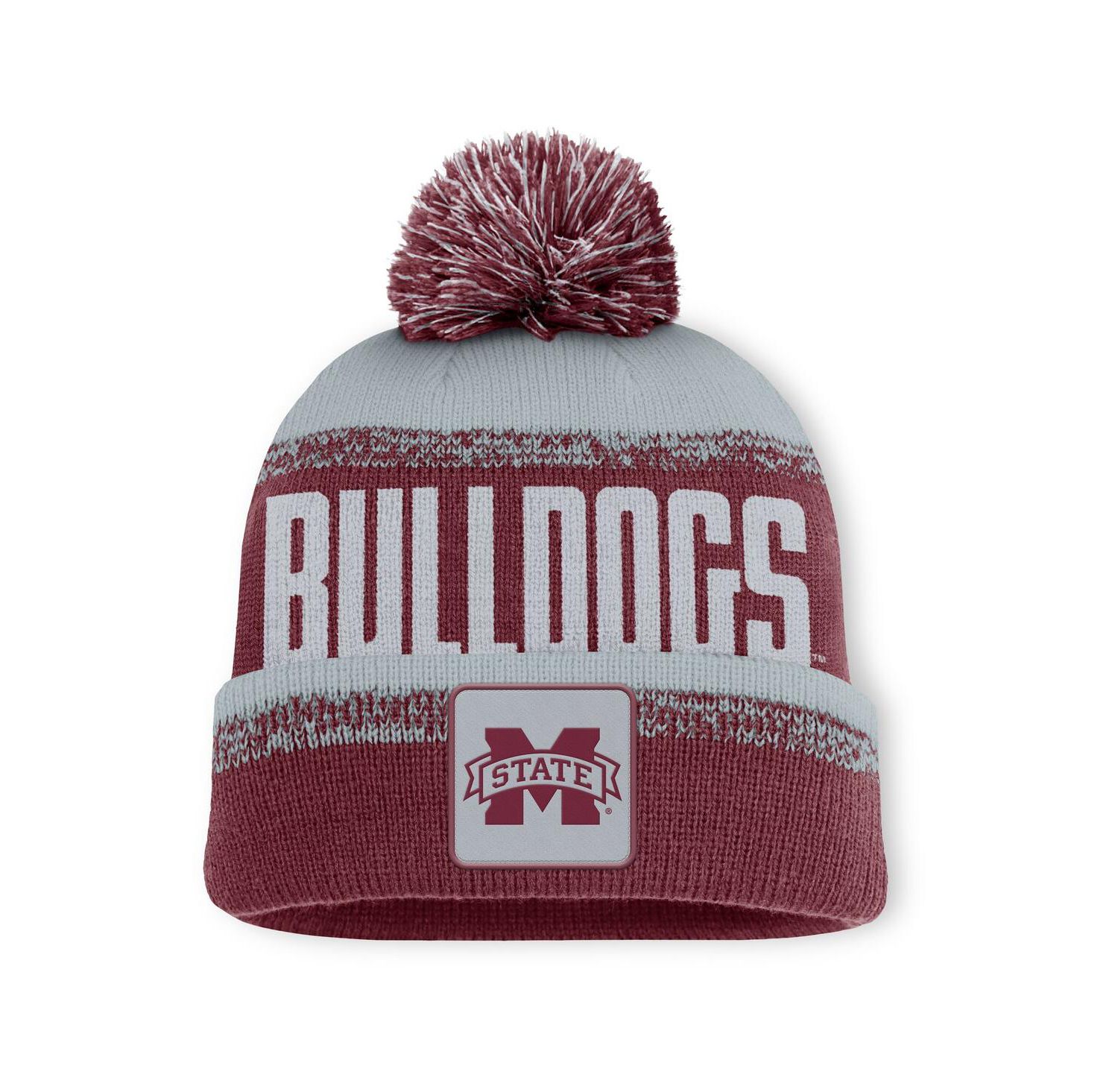 Men's Maroon/Gray Mississippi State Bulldogs Thrive Cuffed Pom with Knit Hat