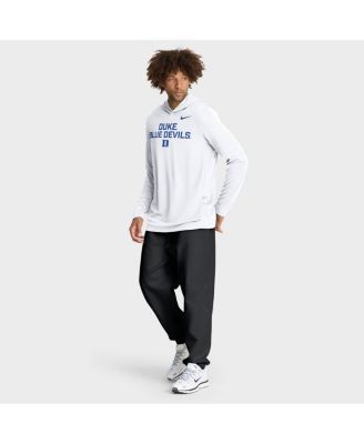 Men's White Duke Blue Devils 2025 Sideline Performance Long Sleeve Hoodie T-Shirt