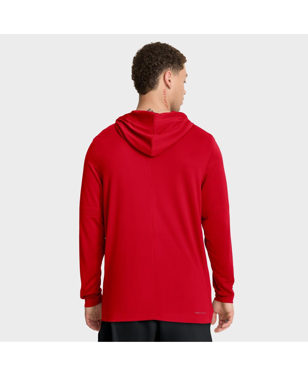 Nike Scarlet Ohio State Buckeyes 2025 Sideline Performance Long Sleeve Hoodie T-shirt In Red