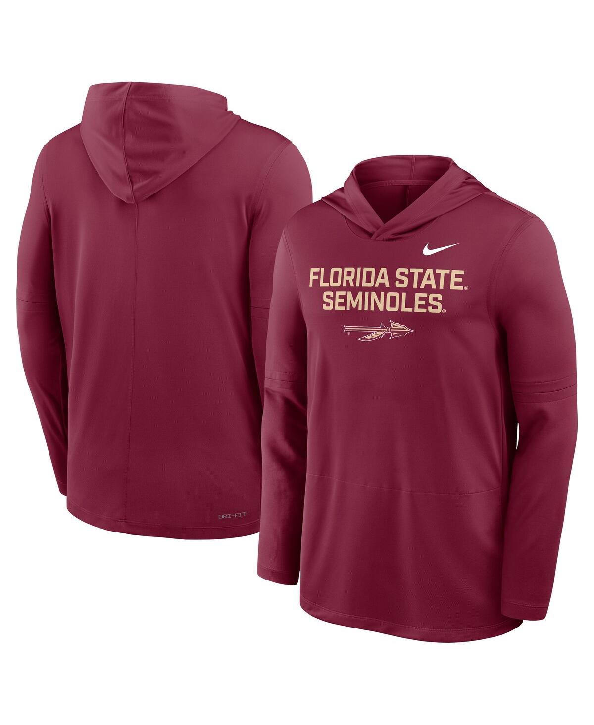Nike Florida State Sideline  Men's Dri-fit College Long-sleeve Hooded Top In Burgundy