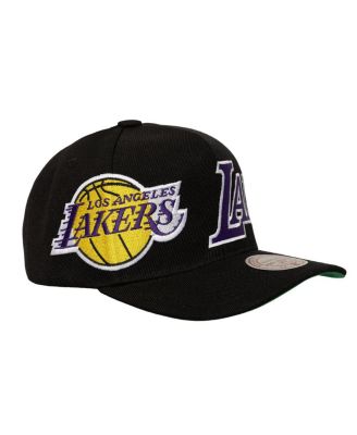 Men's Black Los Angeles Lakers Busted Logo Wordmark Wrap-Around Pro Pinch Adjustable Hat