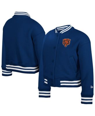 New Era - Big Boys and Girls Navy Chicago Bears Chenille Applique Fleece Full-Snap Jacket