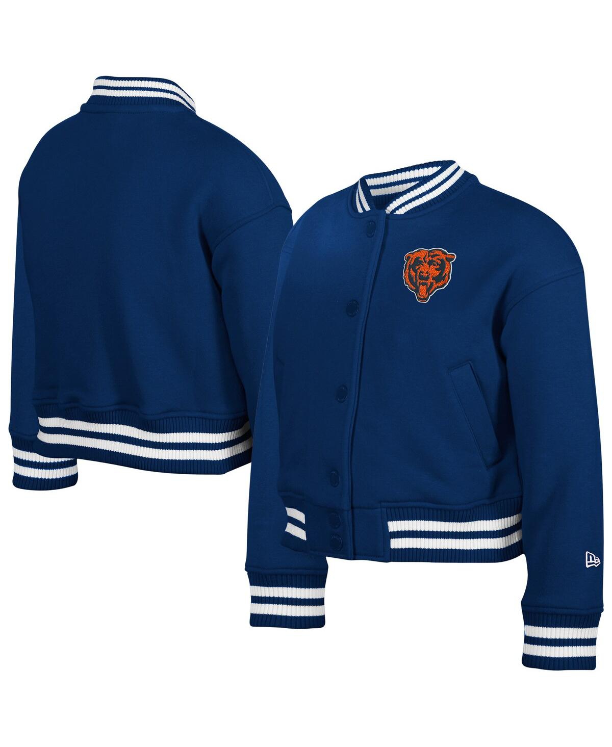 New Era Big Boys And Girls Navy Chicago Bears Chenille Applique Fleece Full-snap Jacket In Multi