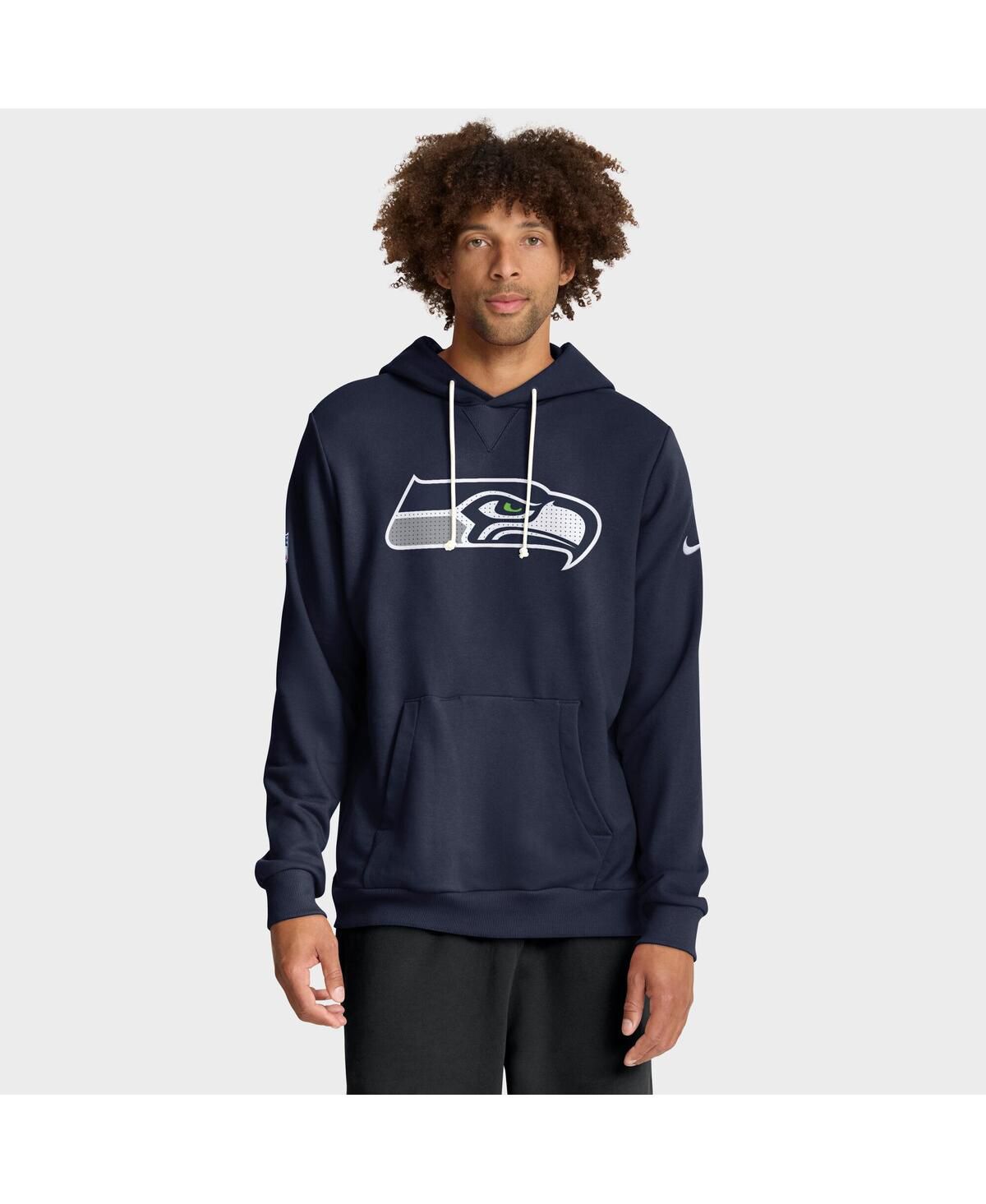 Мужская толстовка с капюшоном Initial Home Dri-FIT от College Navy Seattle Seahawks Sideline Standard Issue