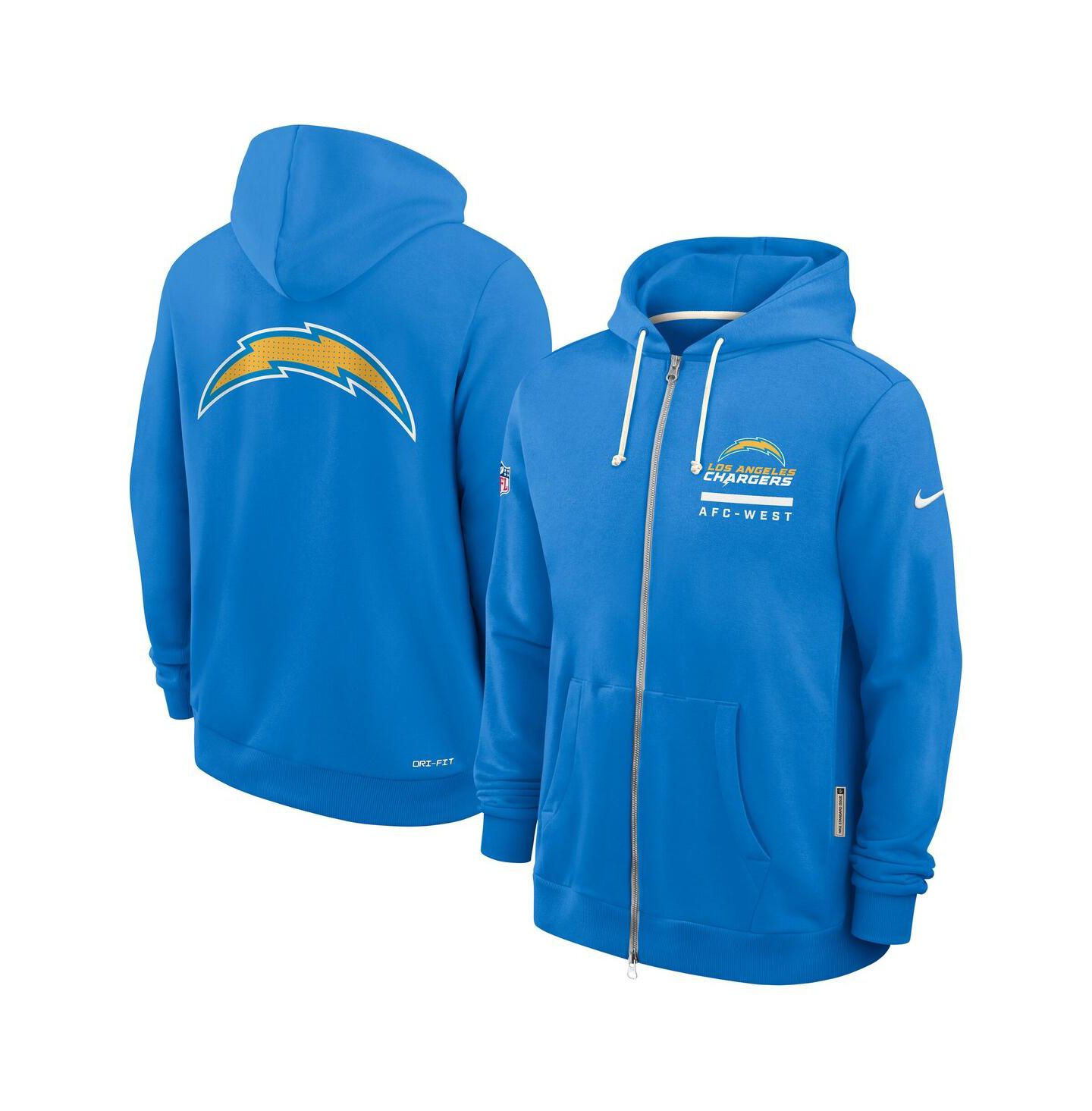 Мужское худи Nike Powder Blue Los Angeles Chargers Sideline Standard Issue Utility Player Dri-FIT Full-Zip — фото 5