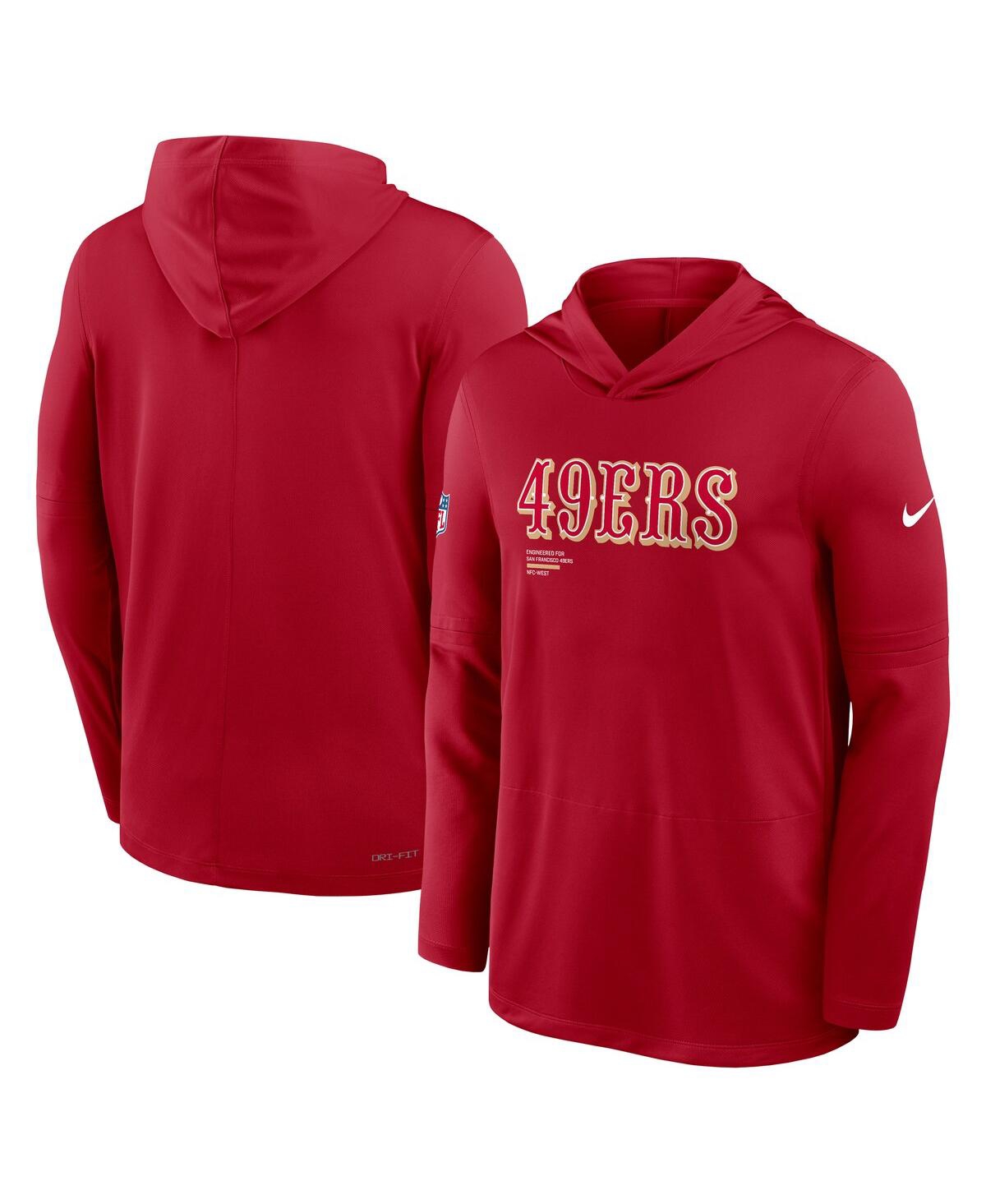 Nike Scarlet San Francisco 49ers Sideline Pure Fury Performance Long Sleeve Hoodie T-shirt In Red