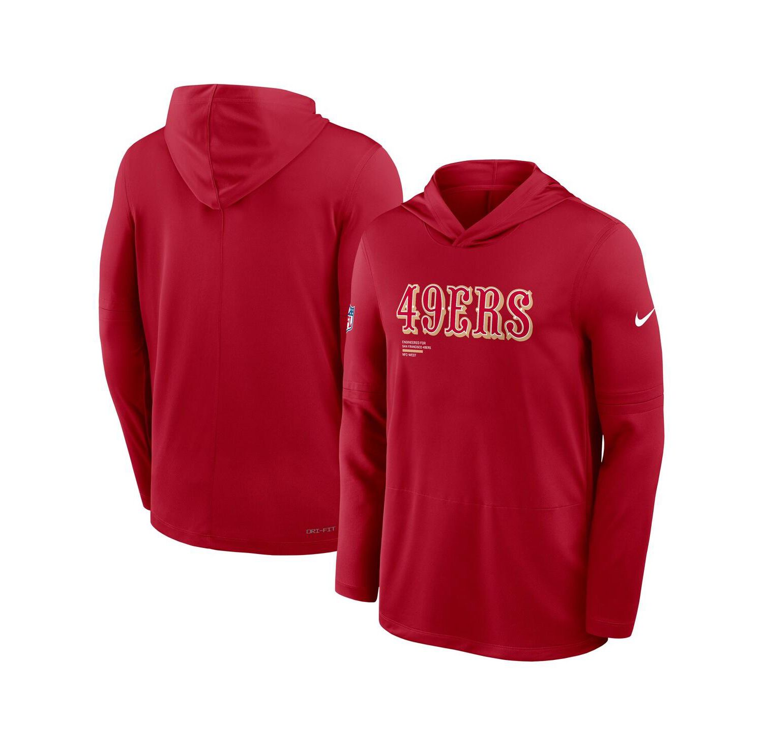 Men's Scarlet San Francisco 49ers Big & Tall Sideline Performance Long Sleeve Hoodie T-Shirt