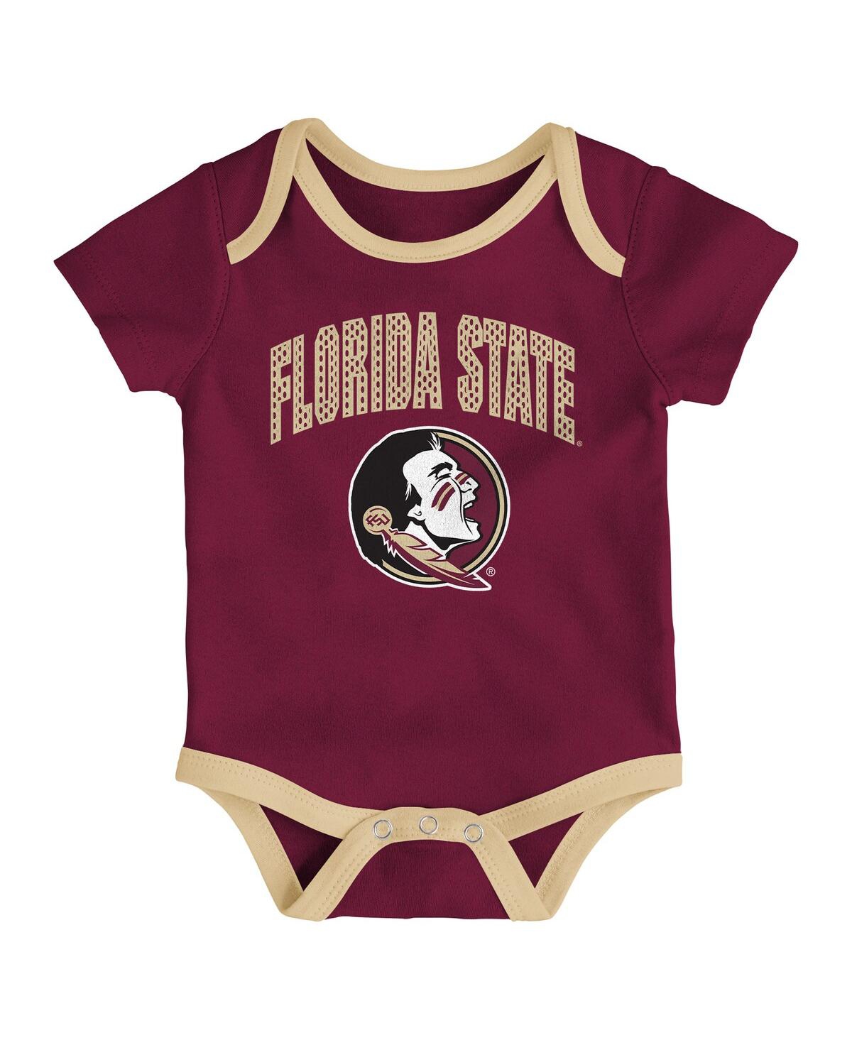 Outerstuff Baby Boys And Girls 3-pack Florida State Seminoles All Day Play Bodysuit Set In Multi