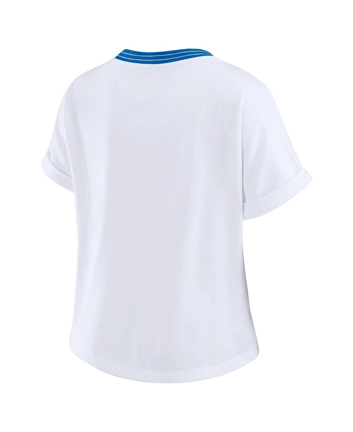 Wear By Erin Andrews White Detroit Lions Cropped Center Stripe Dolman T-shirt In White