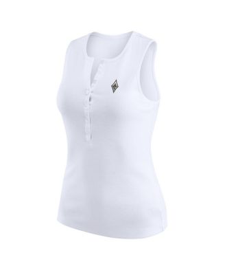 Women's White Las Vegas Aces Rib-Knit Henley Tank Top