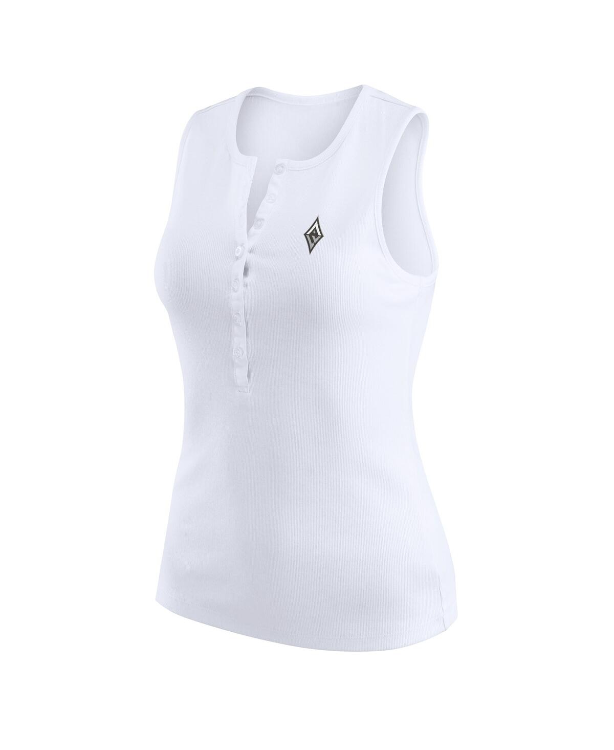 Wear By Erin Andrews Women's White Las Vegas Aces Rib-knit Henley Tank Top In White