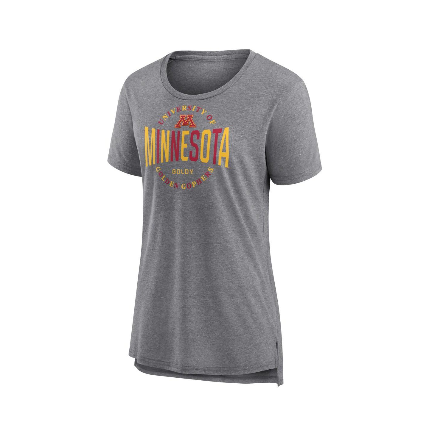 Женская футболка Fanatics Gray Minnesota Golden Gophers True Classics Break It Down Tri-Blend — фото 2