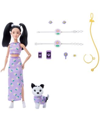 Twinning Looks Fashion Doll with Pet Dog Matching Clothes and Accessories